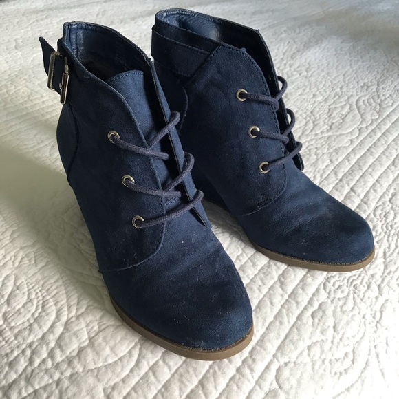 SO Brand Wedge Ankle Boots (Hay Ride Navy) - Picture 2 of 7